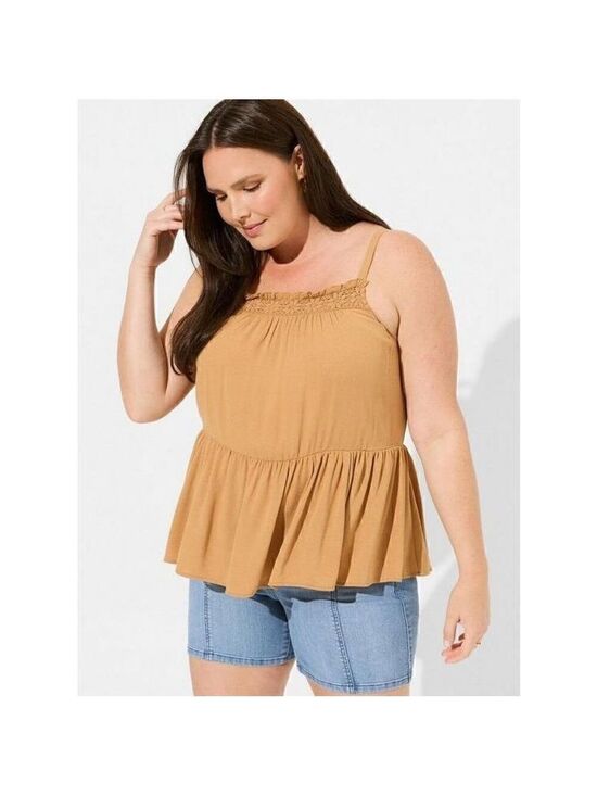 torrid Tops - Washable Crinkle Gauze Sleeveless Crochet Tank Sz 4